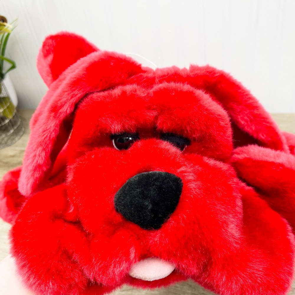 Kids of America Red Plush Dog Floppy Stuffed Animal Pink Bow 2003 Vintage 17in - Picture 2 of 11